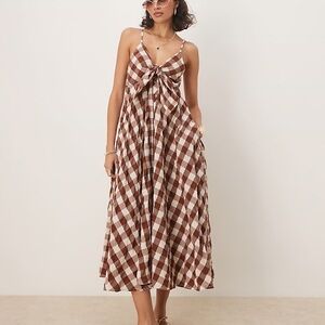 Free people brown gingham Maxi Dress